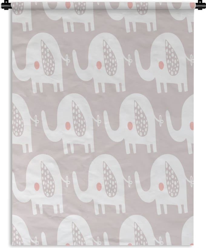 Wandkleed - Wanddoek - Olifant - Design - Stippen - 60x80 cm - Wandtapijt