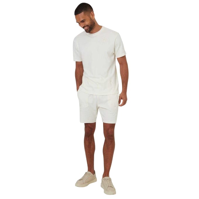 Threadbare Heren Geborduurd Bloemen Regular T-shirt (Wit)