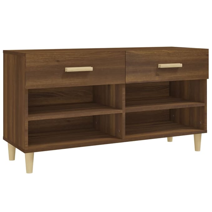 vidaXL - Schoenenkast - 102x35x55 - cm - bewerkt - hout - bruin - eikenkleur