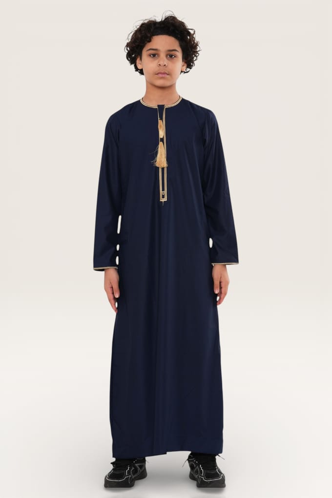Kinderen jongens Marine Ramadan Marokkaanse Thobe Robe Kaftan Eid Jubba LFS-K-TT-003
