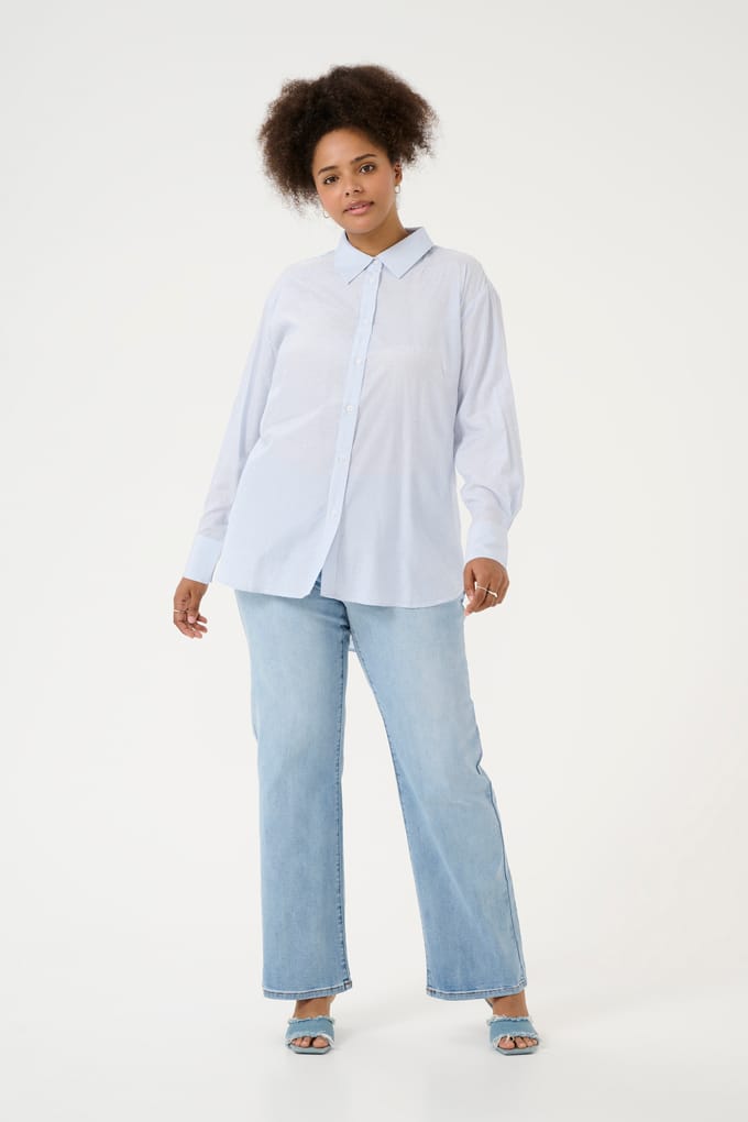 Overhemd met lang mouwen Loose fit Blue/White Stripe blue white