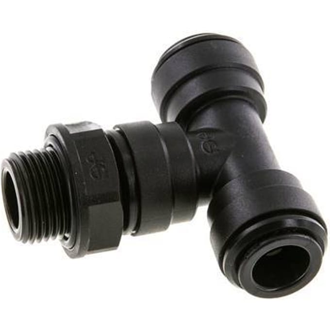 10mm x G3/8'' inline T-stuk POM Insteekfitting Buitendraad FDA Draaibaar NBR