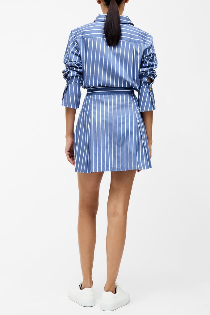 French Connection Alexis Cotton Stripe Pltd Mini Navy/white Taglia: 10 | Minigonne Outlet | Donna | Blu
