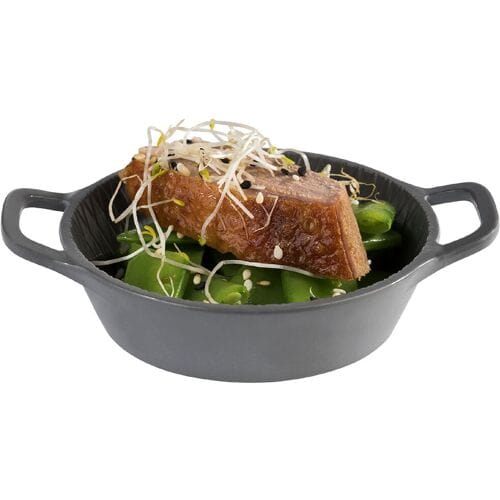 GGM Gastro (60 Stück) Schale - MINI - Melamin - 70ml - Ø 85mm - mit Tragegriffen - Grau