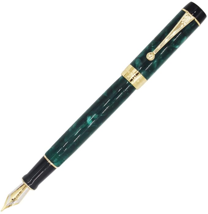 Dailygoods - 100 Groene Acryl Hars Vulpen met Geschenkdoos - Medium Penpunt
