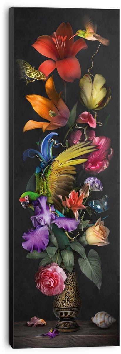 Schilderij Bloemenportret - 156 x 52 - Hout - REINDERS