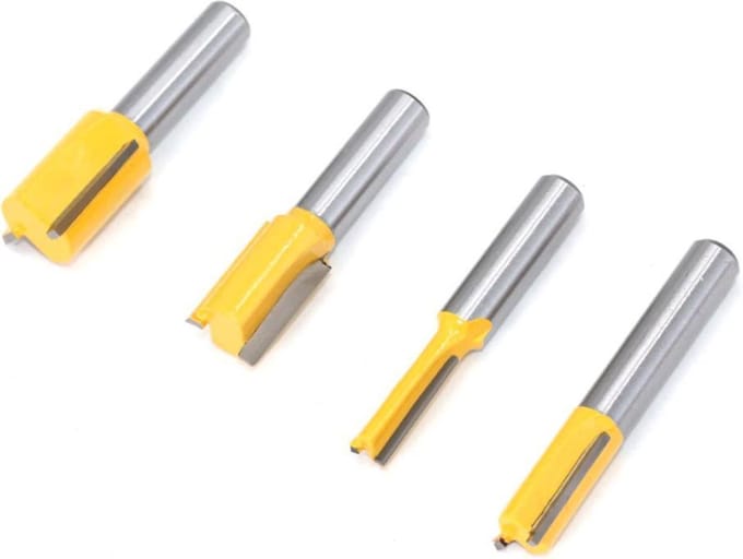 DW4Trading Hout Groeffrezen Set van 4 Stuks - 6x20,10x20,12x20,16x20mm - Schacht 8mm