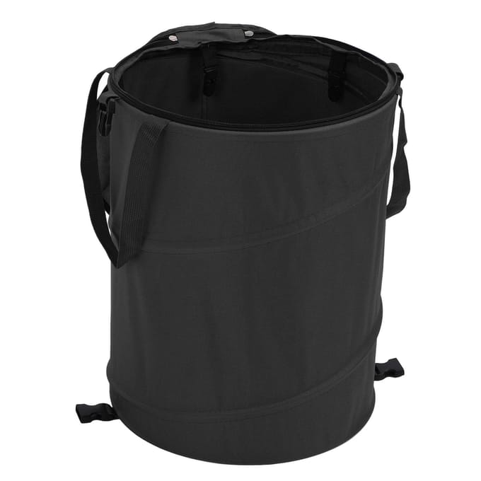 Camping Vuilnisbak met Ritsdeksel 24 Gallon Grote Capaciteit Opvouwbaar Draagbaar Tuin Afvalcontainer voor Buiten zwart