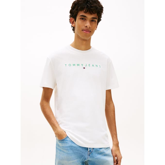 Tommy Hilfiger Tjm Regular Linear Logo Ecru/bahama Green Taglia: M | Magliette basic Outlet | Uomo | Verde