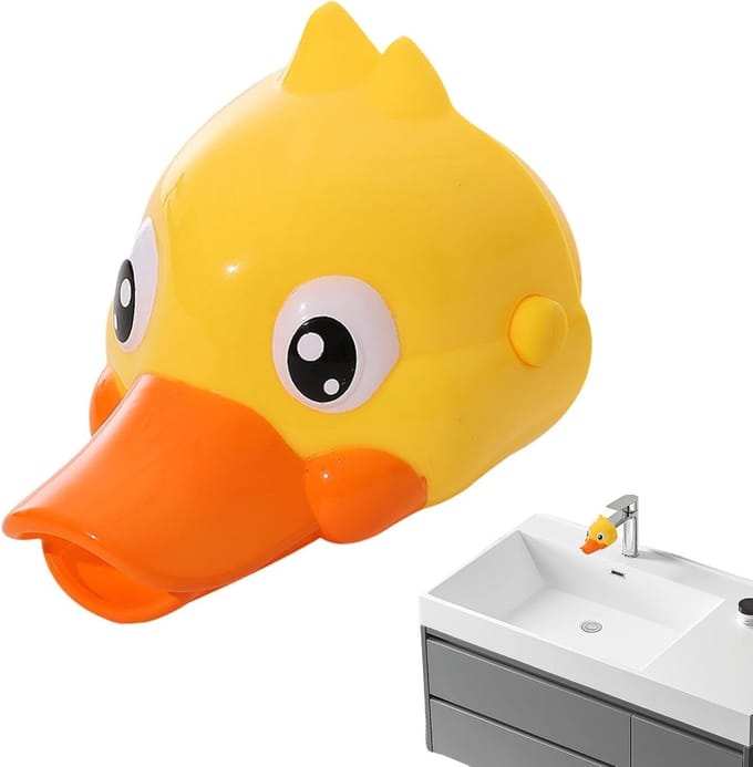 Kraan Extender - Kinder Hulp - Kinderen Helpen - Waterbesparend Ontwerp - 13 x 10 x 10 cm - Schattige Eend