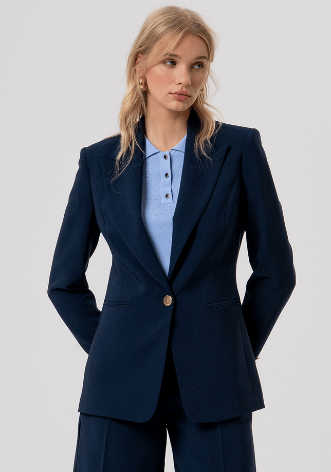 single-breasted jacket vrouw donkerblauw