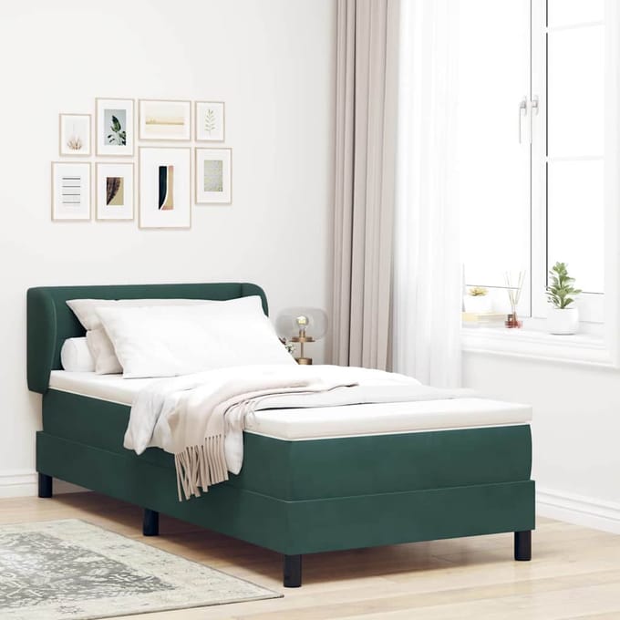 vidaXL - Boxspring - bed - met - hoofdeinde - Donkergroen - 100 - x - 200 - cm - Fluweel