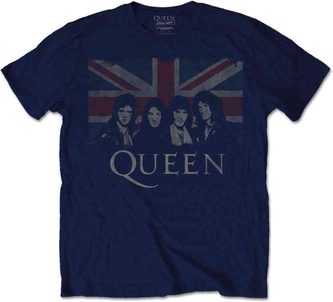 Queen - Union Jack Heren T-shirt - M - Blauw