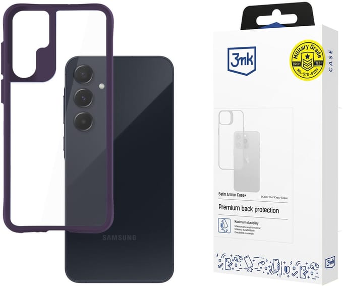 3mk Satin Armor Case+ Purple for Samsung Galaxy A55 5G - transparent
