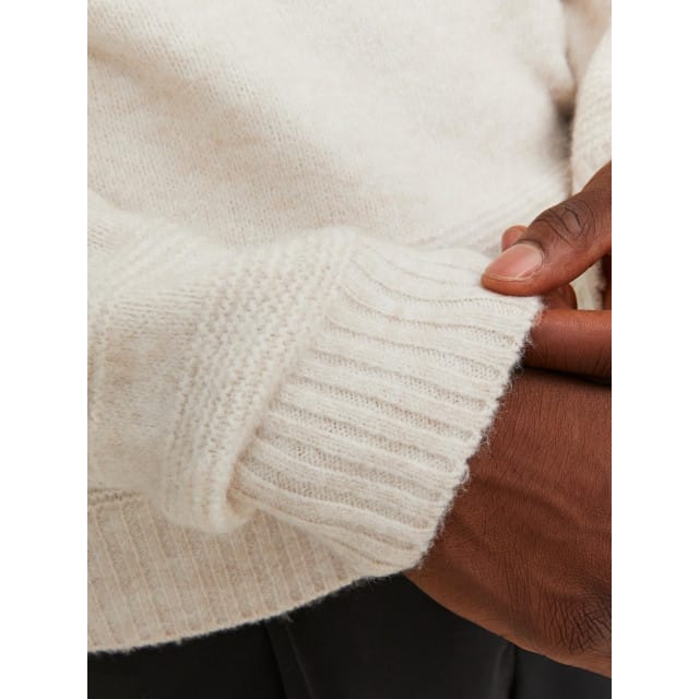 JACK & JONES Milo knit roll neck slim fit - heren pullover wolmengsel met col - beige