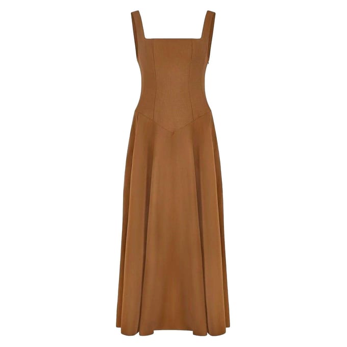 Odd Muse A-lijn midi-jurk met lage taille voor dames (Olijf)