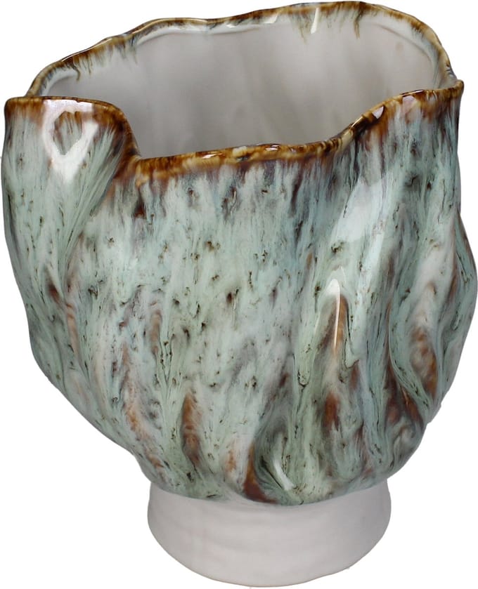 Vase Stoneware Green 21x21x24cm