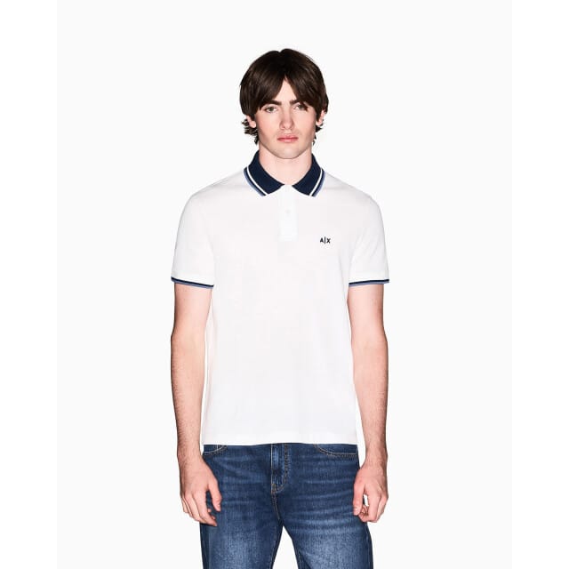 Armani Exchange Slim Fit Poloshirt Met Contrasterende Kraag, Wit
