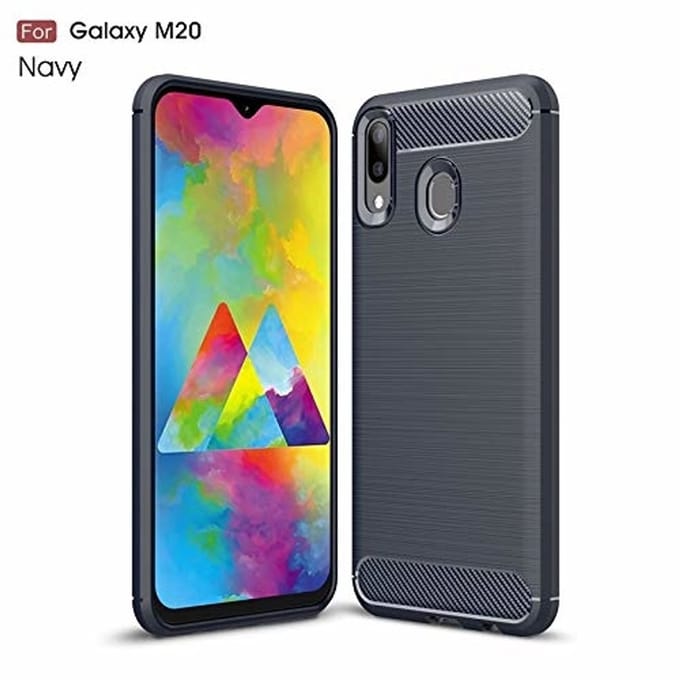 Ntech Soft Brushed Hoesje Geschikt Voor Samsung Galaxy M20 - Donker Blauw