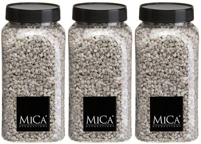 Mica Decorations decoratie stenen/granulaat - 3x - 650ml - lichtgrijs - hobby steentjes