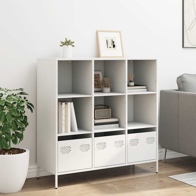 vidaXL - Hoge - kast - 101,5x39x103,5 - cm - staal - wit