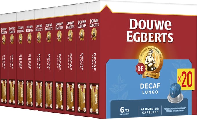 Douwe Egberts Lungo Decaf Koffiecups - Intensiteit 6/12 - 10 x 20 capsules