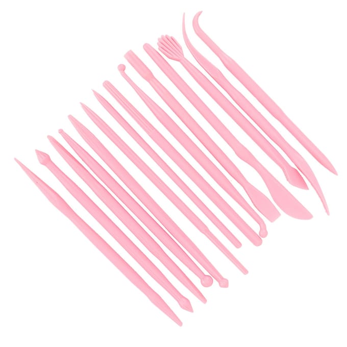 14 Stuks DIY Plastic Klei Boetseerset Aardewerk Vormer Polymeer Modelleren Handgereedschap(roze) roze
