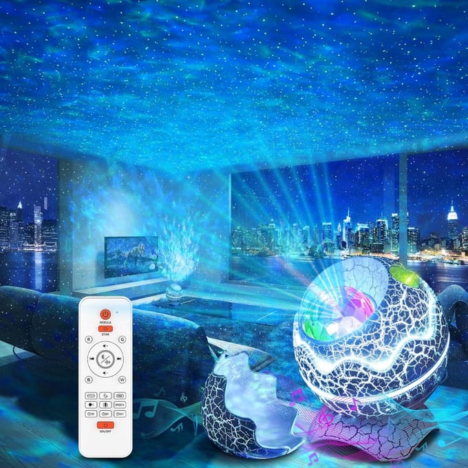 Klikkopers® - Dinosaurus Ei Galaxy Star Projector - Sterren Projector - Galaxy Projector - Bluetooth Speaker en White Noise Machine - Aurora Projector - Projector Sterrenhemel - Nachtlampje -