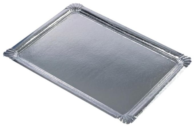 10 serveerschalen van karton zilver vierkant 45,5cm x 34cm