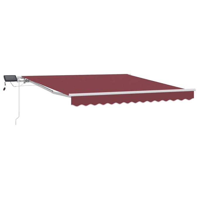 vidaXL - Luifel - handmatig - uittrekbaar - met - LED - 300x250 - cm - bordeauxrood