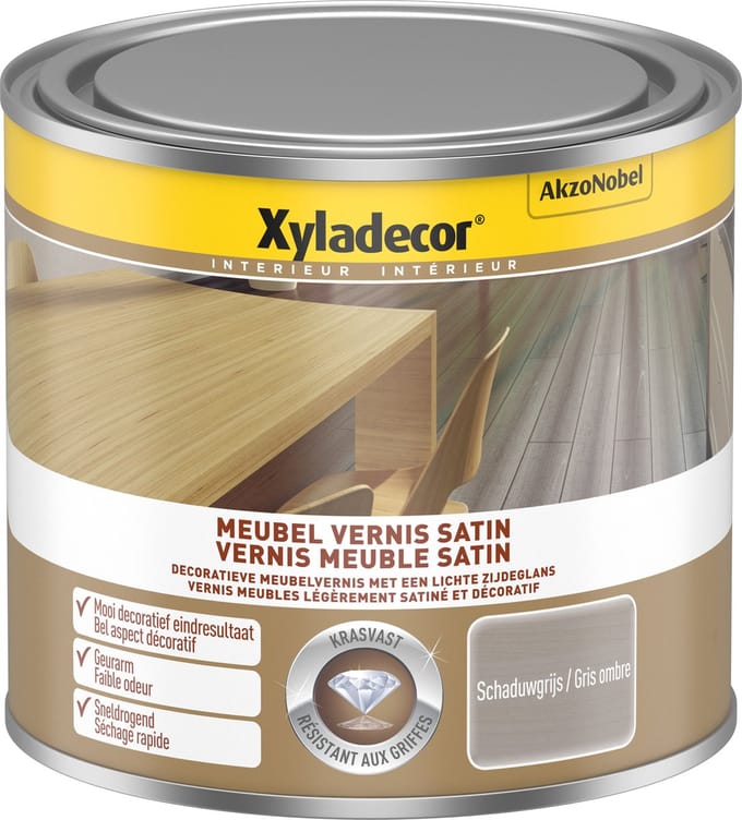 Xyladecor - Meubel Vernis Satin Gekleurd - Schaduwgrijs - 0,5 L