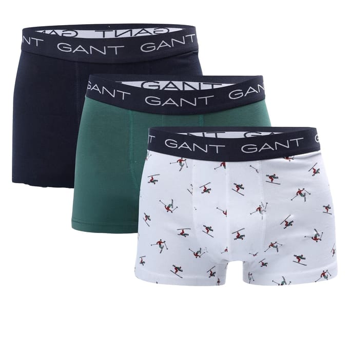 Gant Boxershorts met herenlogo (3-pack) (Wit, Groen, Zwart)