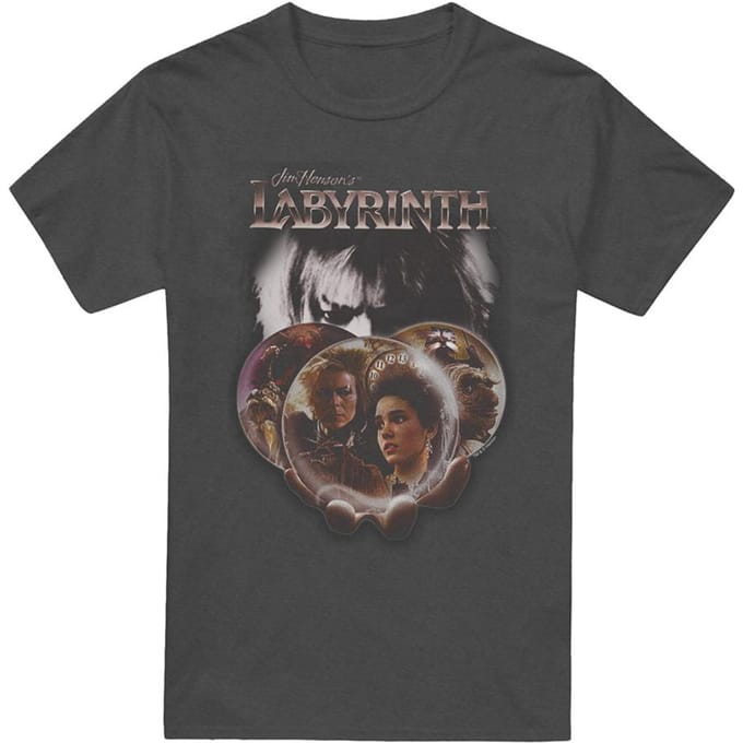 Labyrinth Unisex Volwassen Globe Heather T-shirt L houtskool