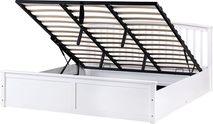 CLARBEC - Bed met opbergruimte - Wit - 180 x 200 cm - Dennenhout