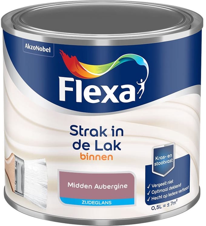 Flexa - Strak In De Lak Binnenlak Zijdeglans - Midden Aubergine - Mengverf - 500 Ml
