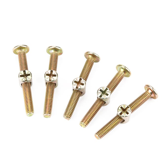 10 STUKS M6 Koolstofstaal 50mm Meubelbouten Met 6mm Cilindermoeren Connector Bevestigingsmiddel