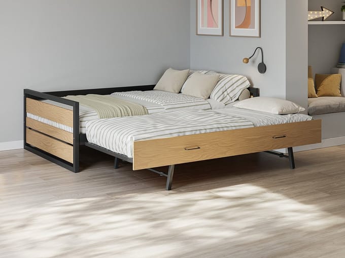 Vente-unique Bedframe hout natuurlijk licht 120 x 200 cm