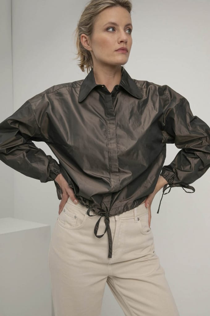 Josephine & Co Sky Blouse Dark Brown Melange Maat: 34 | Blouses Outlet | Dames | Bruin