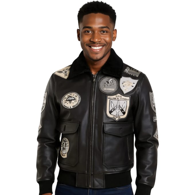 Heren True Black Top Gun A2 leren bomberjack - Perth