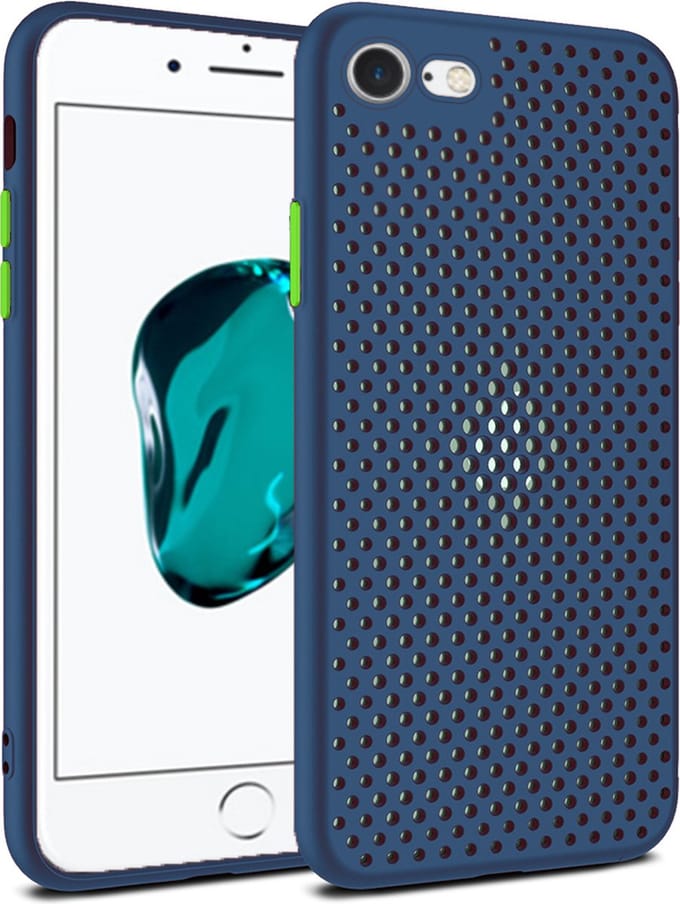 Smartphonica iPhone 7/8 Plus siliconen hoesje met gaatjes - Donkerblauw geschikt voor Apple iPhone 7 Plus;Apple iPhone 8 Plus