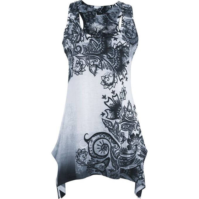 Innocent Top - Lace Panel Top - XS tot XL - voor Vrouwen - wit-zwart