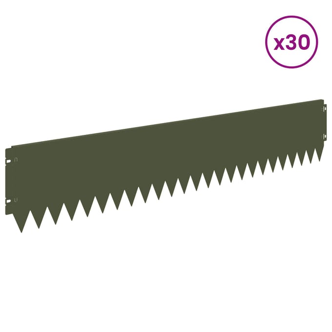 vidaXL - Gazonrand - 30 - st - 103 - x - 20 - cm - Staal - Olijfgroen