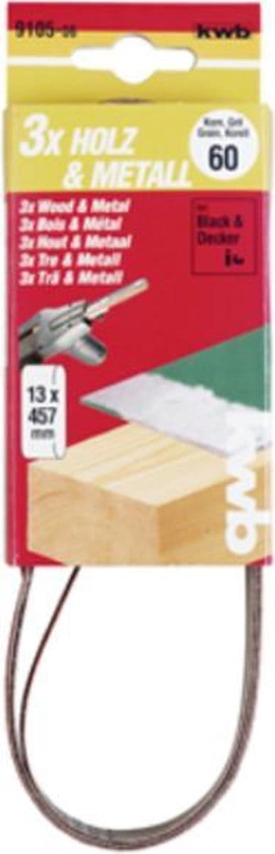 KWB schuurband 13 x 457 mm - Korrel 100 - 910510 - 3 stuks