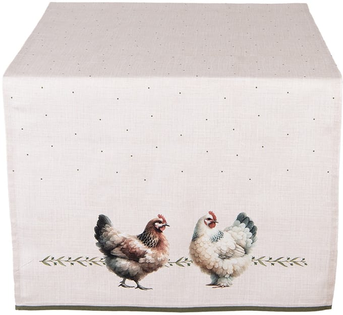 Clayre & Eef Tafelloper 50x140 cm Beige Katoen
