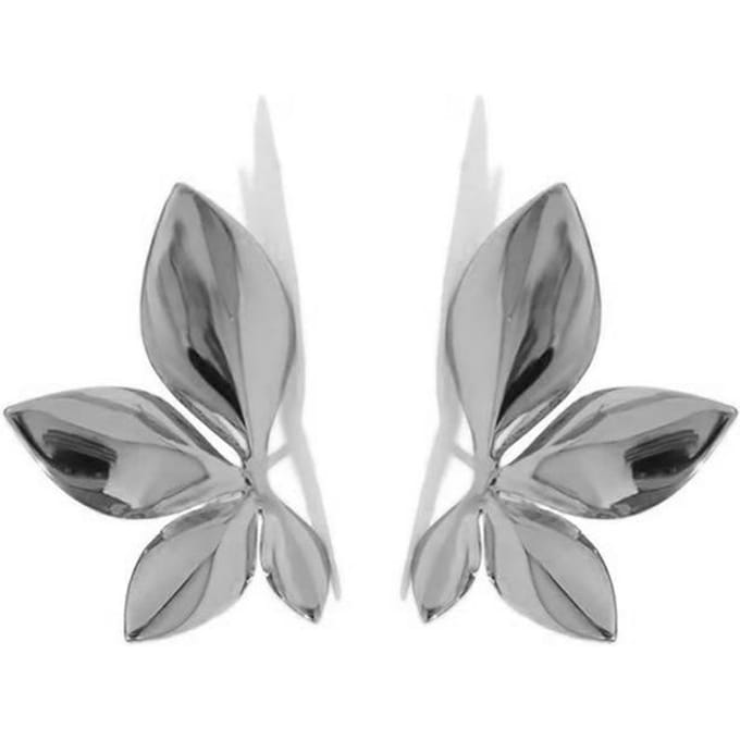 1 Paire Boucles d'Oreilles Feuilles en Acier Inoxydable Doré de Haute Qualité et à la Mode one-size&Earrings gray