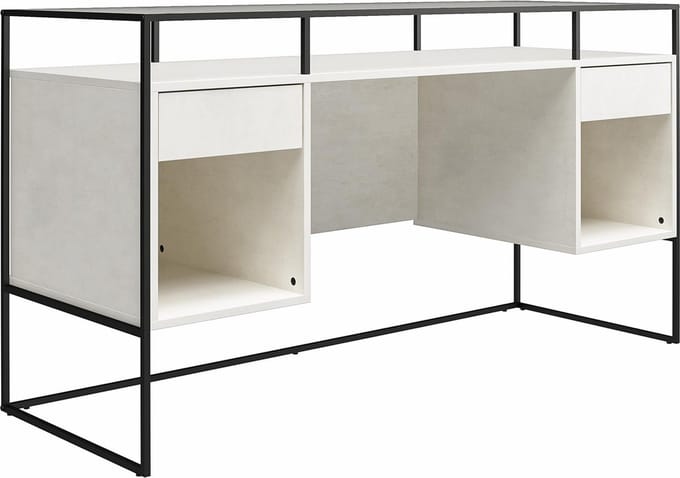 Camley-Bureau - 2-laden - Glas/Grijs MDF