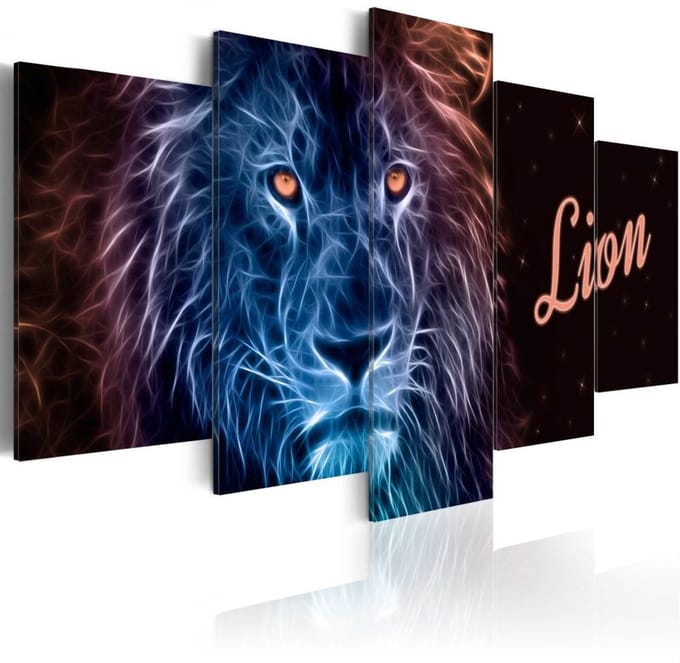 Schilderij - Royal flames, 5luik