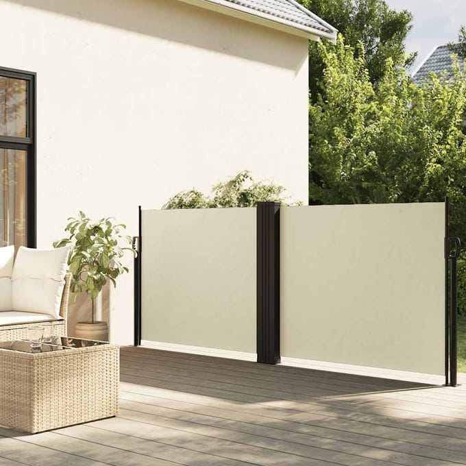 vidaXL - Windscherm - uittrekbaar - 100x1000 - cm - crème