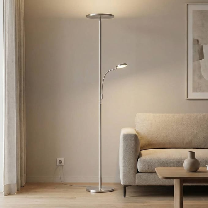 Knapstein Dimbare LED uplighter Hades met LED leesarm