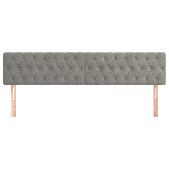 vidaXL - Hoofdborden - 200x7x78/88 - cm - fluweel - lichtgrijs